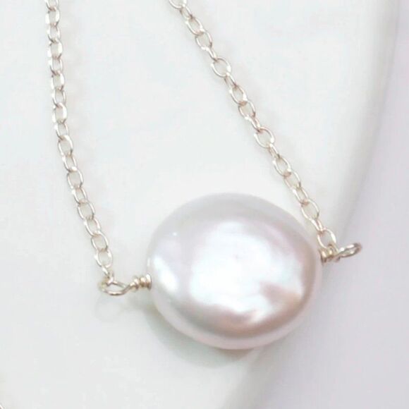 Fine Jewelry Sterling Silver Freshwater Baroque Pearl Necklace NEW WITH GIFT BAG - Picture 2 of 11